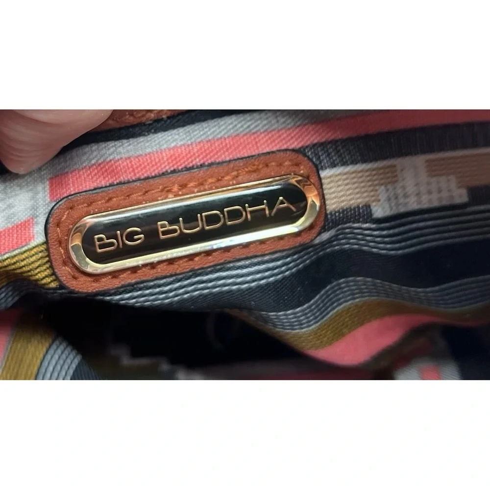 Big Buddha Faux Leather Hobo Bag Brown Boho Ring Tassel Braided Strap Large - Picture 7 of 9